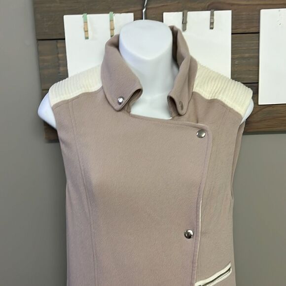 Wilfred Mauve Cream Sleeveless Classic Snap Up Zipper Accents Tunic Vest- XXS - Picture 3 of 14